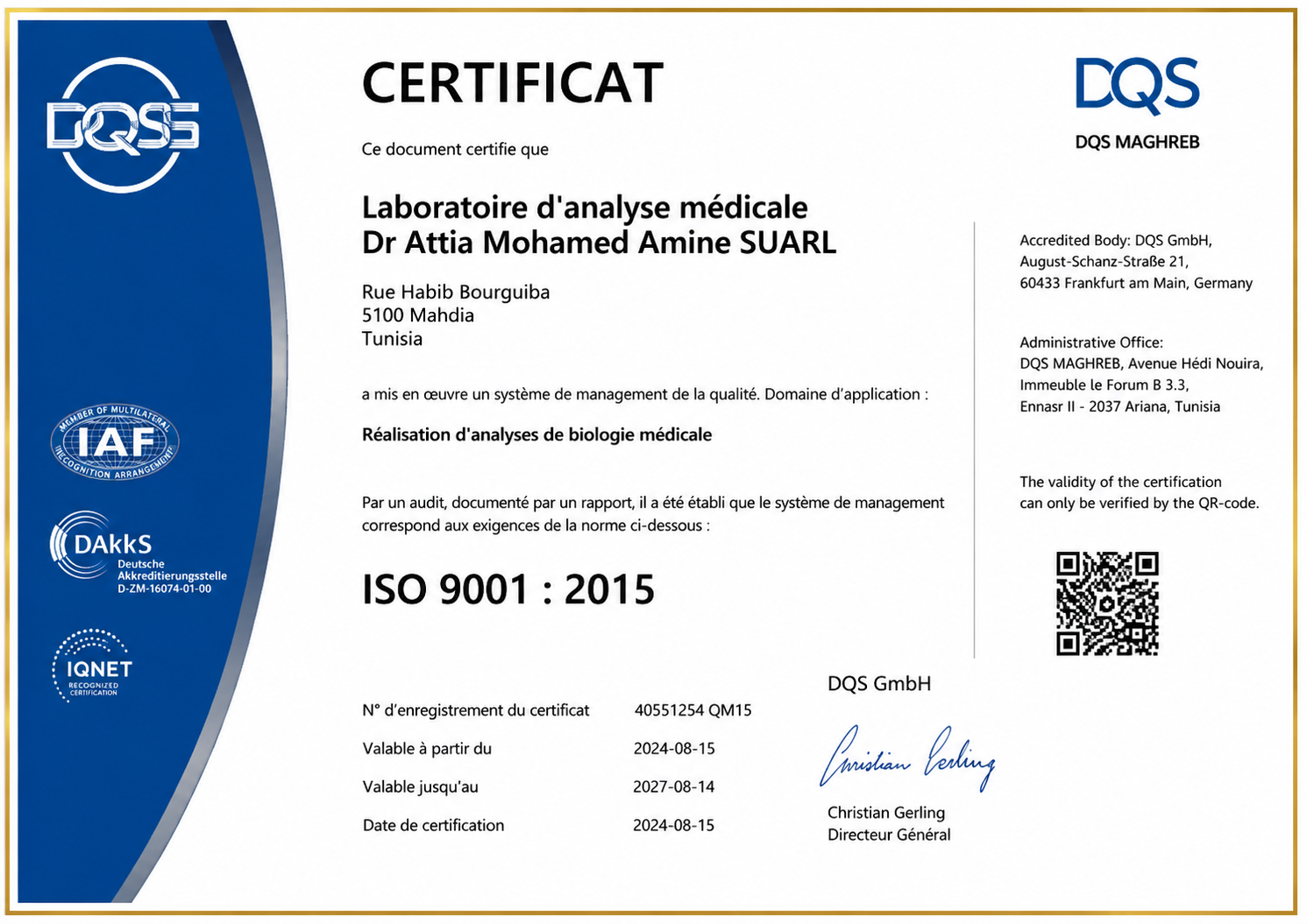 Certificat ISO 9001